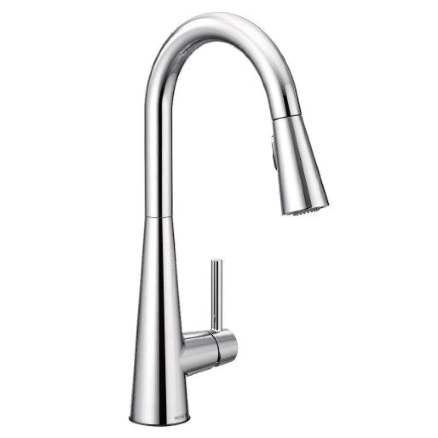 Sleek Chrome One-Handle Pulldown Kitchen Faucet